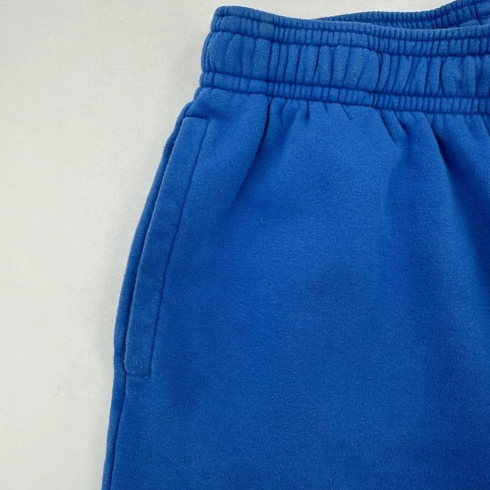 Under Armour Boys Large LG Blue Fleece Athletic Shorts Logo Pockets Drawstring